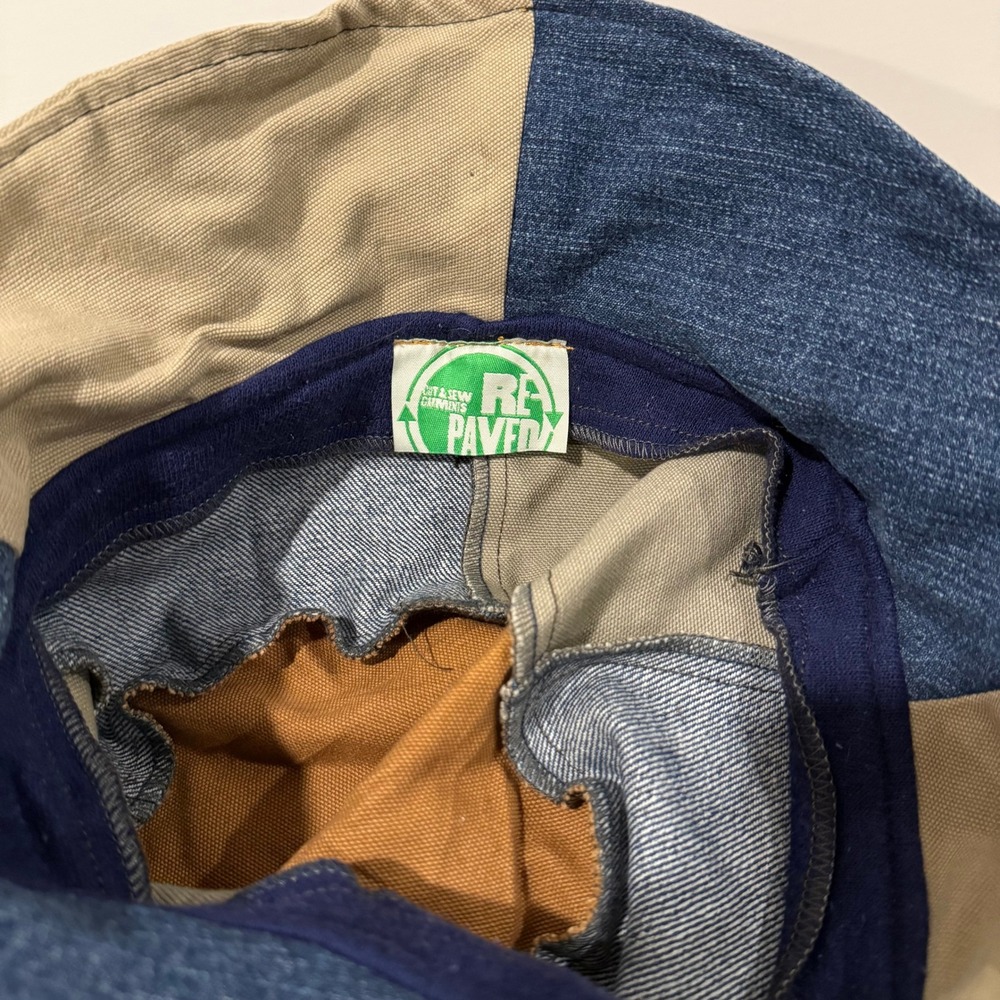 The North Face Bucket Hat Unisex OS Blue Tan Patchwork Denim Canvas Upcycled - Picture 6 of 6